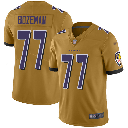Baltimore Ravens Limited Gold Men Bradley Bozeman Jersey NFL Football 77 Inverted Legend
